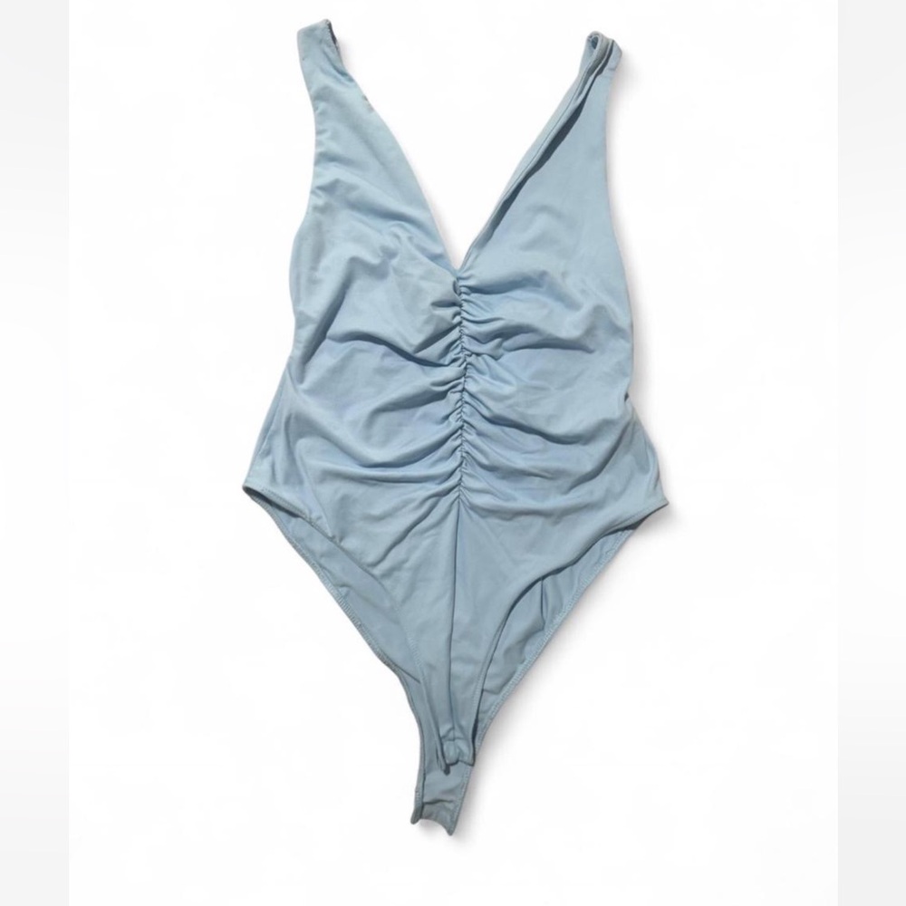 Light Blue Ruched bodysuit